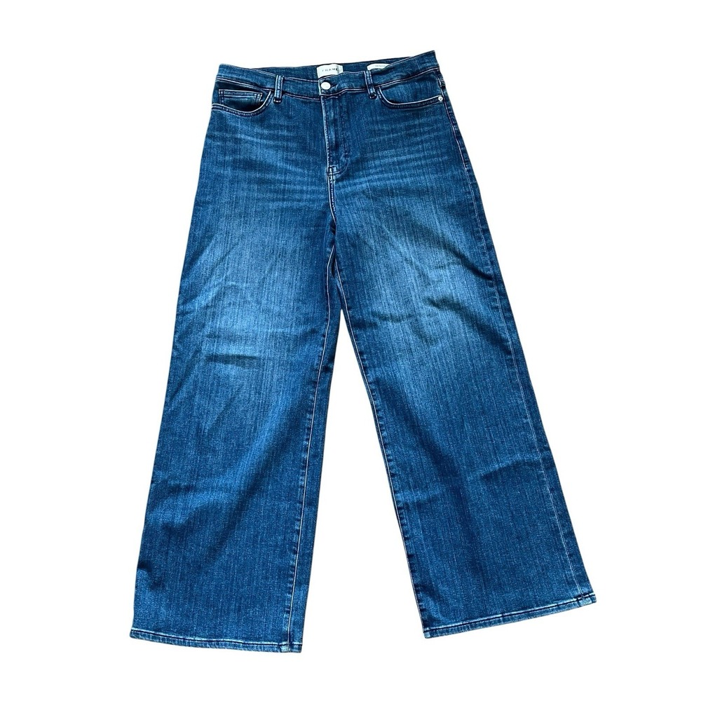FRAME Palazzo Wide Leg Jeans Women Blue Denim Size 32 (Hemmed)